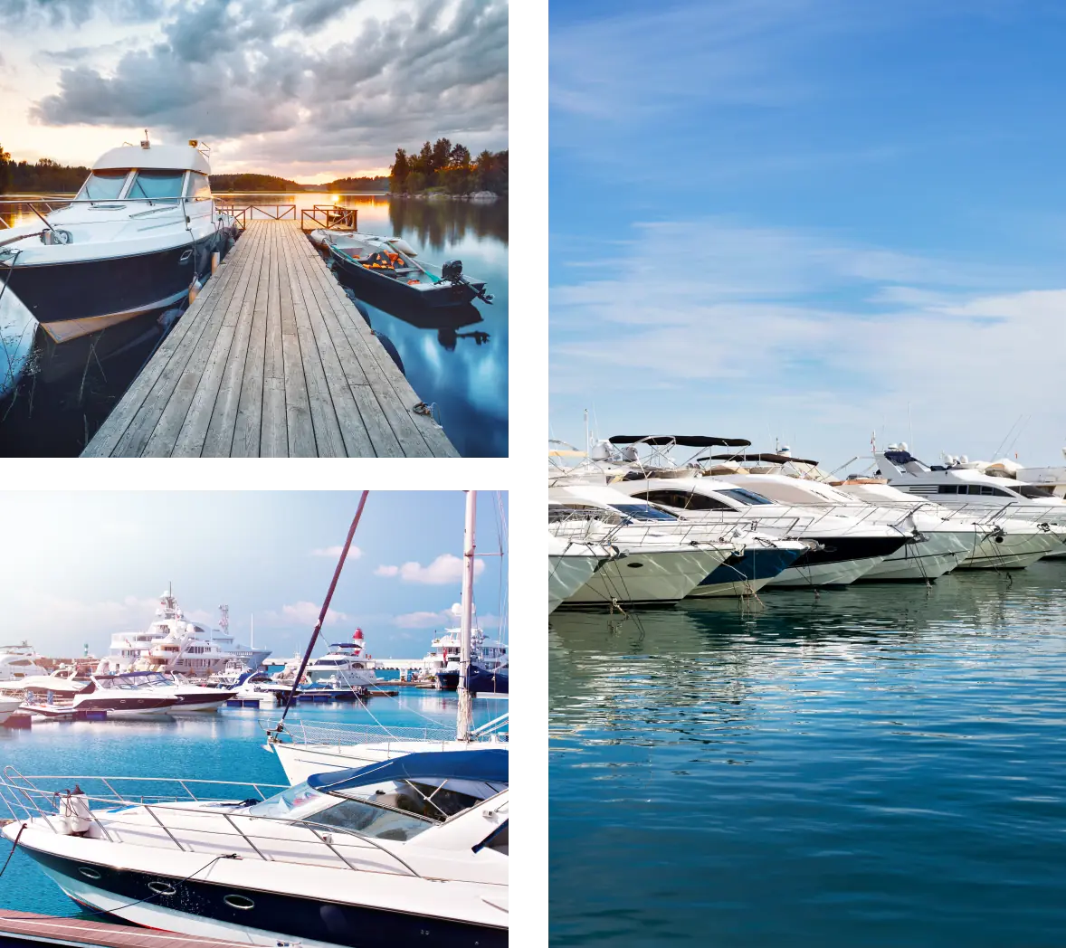 Multiple yachts docked in sunny marina