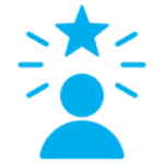 Small blue avatar under radiant star